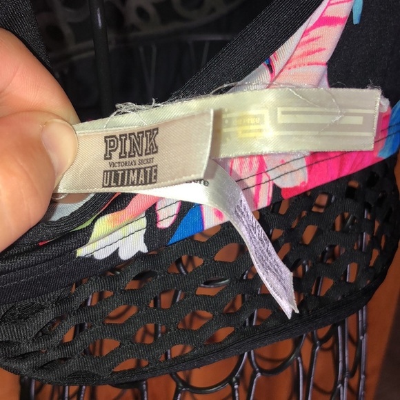 Pink Victoria’s Secret floral bra sports bra size large ultimate bra colorful​​​ - Picture 6 of 7